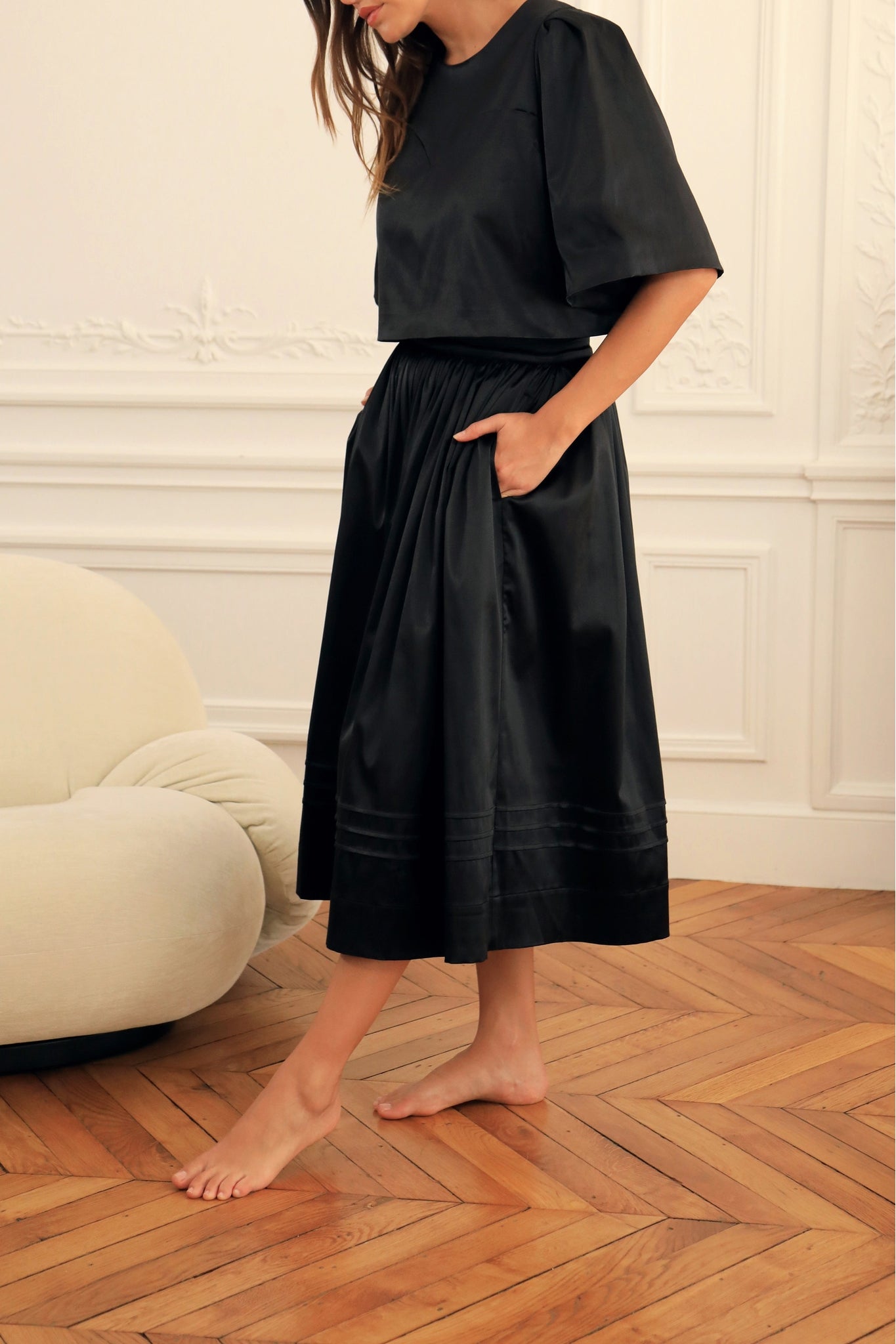 Le Nelson Satin de Coton Noir