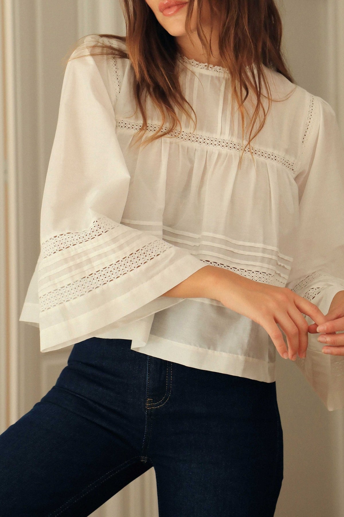 Blouse Le Pascal brodée en soie mélangée - Écru