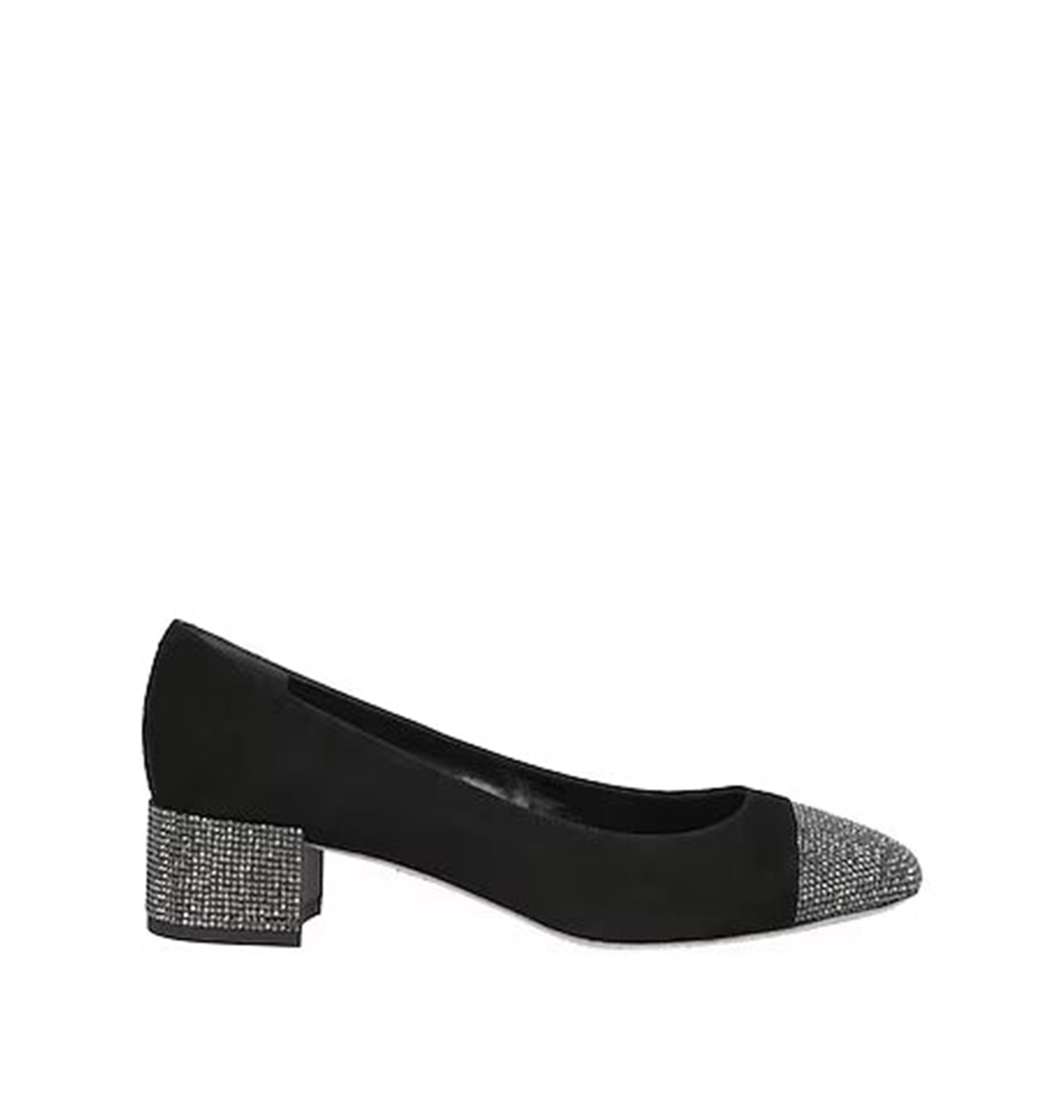 Escarpins Bonne 40 à strass en daim - Nero & Jet Hematite