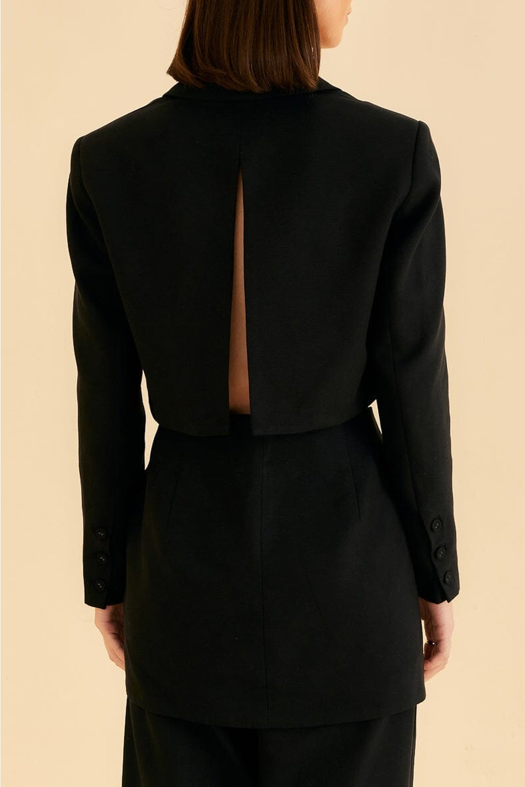 MEDIA OFF LINE_Veste blazer découpée en coton - Noir