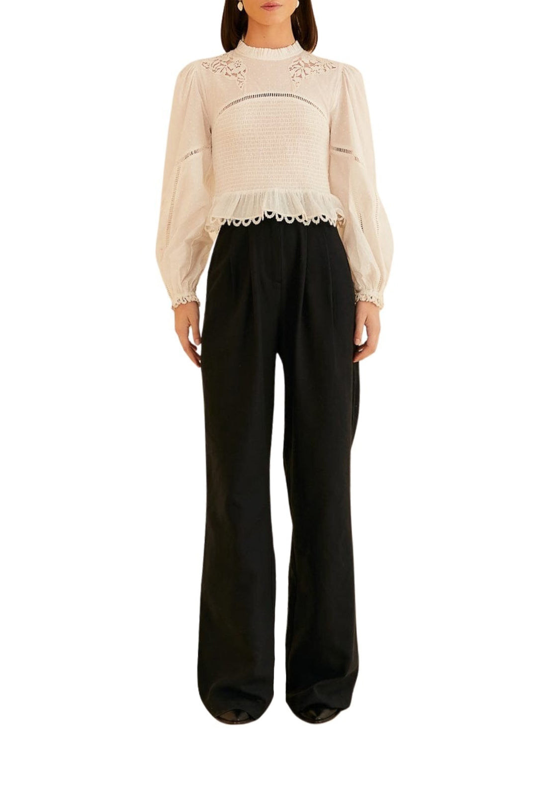 Pantalon taille haute en coton - Noir