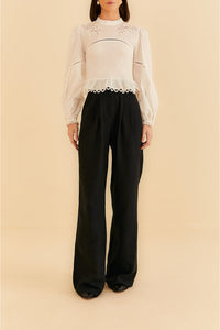 Pantalon taille haute en coton - Noir