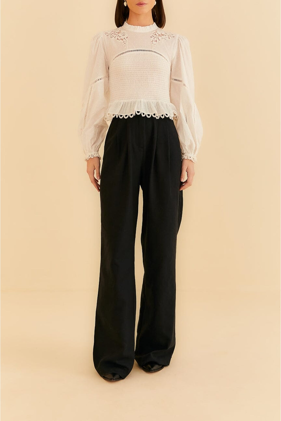 Pantalon taille haute en coton - Noir