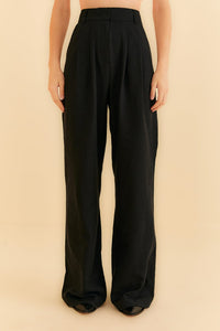 Pantalon taille haute en coton - Noir