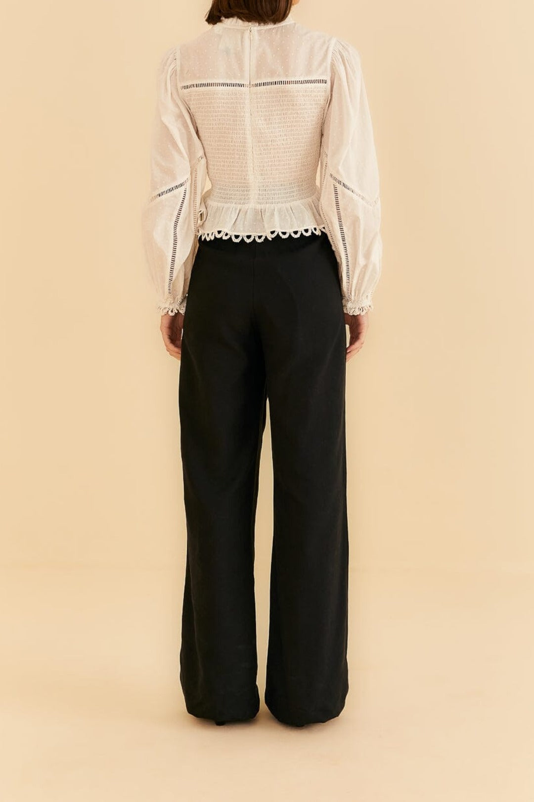 Pantalon taille haute en coton - Noir