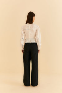 Pantalon taille haute en coton - Noir