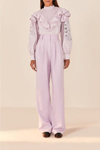 Pantalon taille basse en coton - Violet