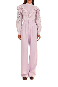 Pantalon taille basse en coton - Violet