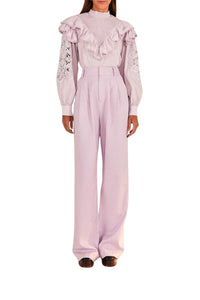 Low-waisted cotton trousers - Purple