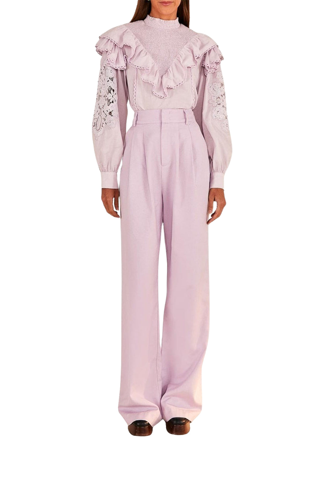 Low-waisted cotton trousers - Purple
