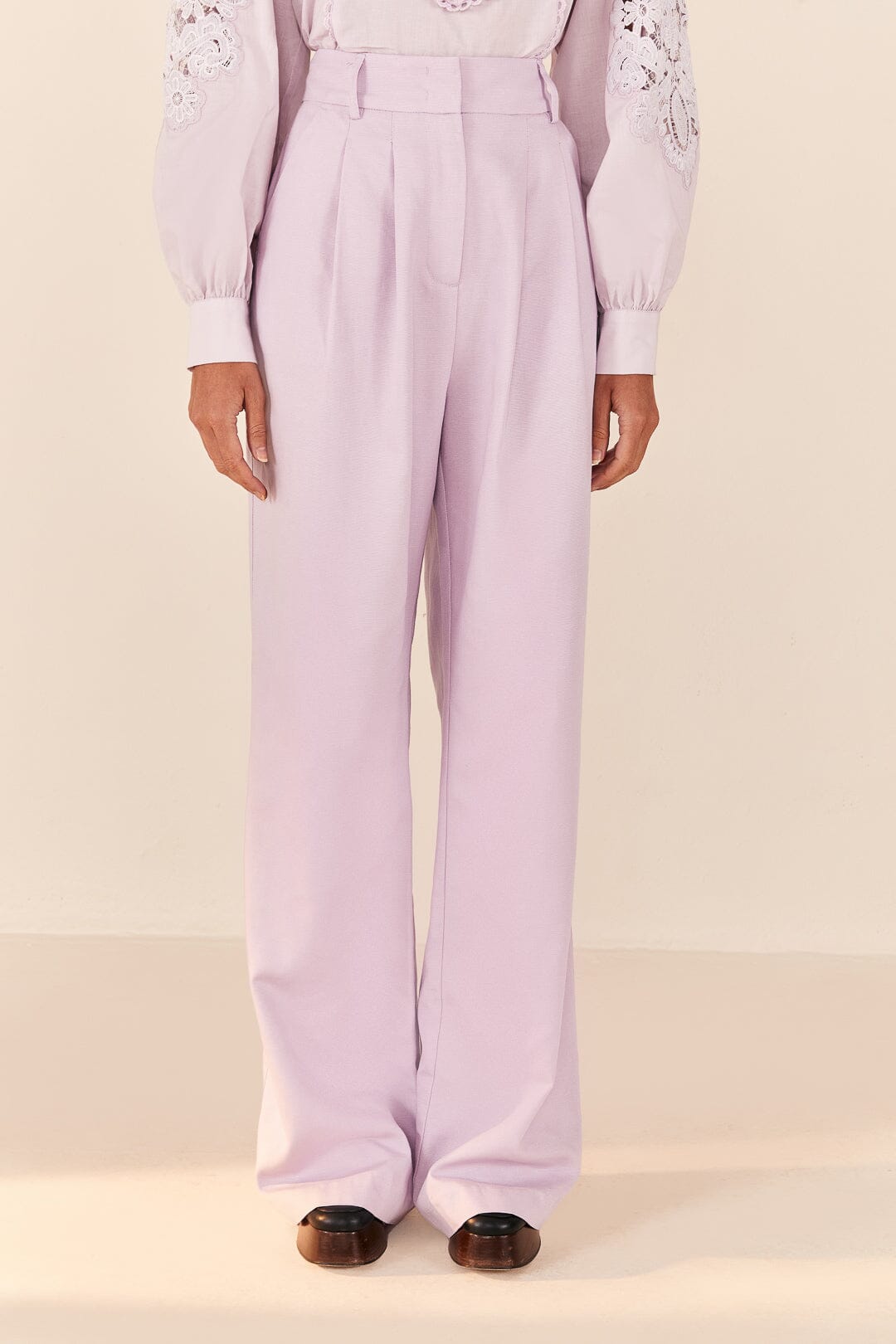 Pantalon taille basse en coton - Violet
