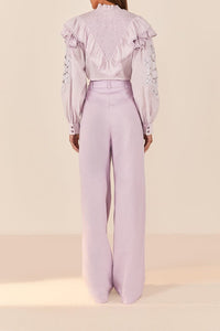 Pantalon taille basse en coton - Violet