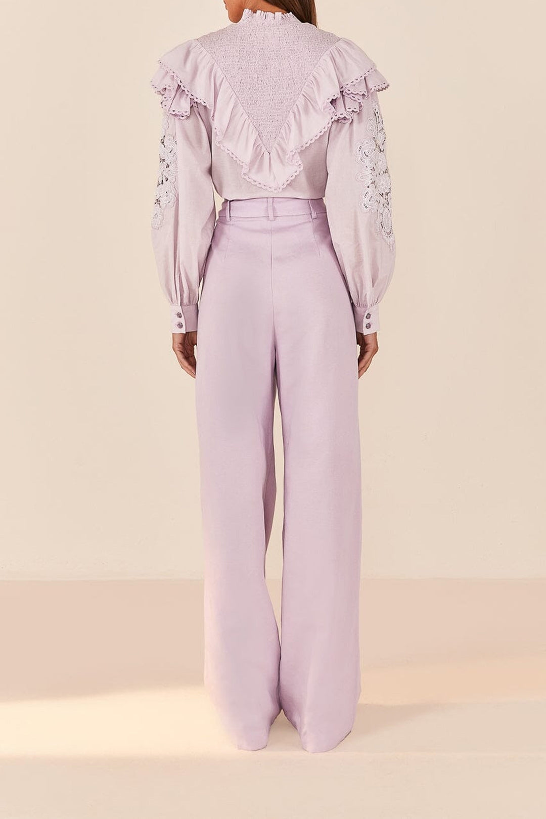 Pantalon taille basse en coton - Violet