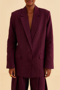 Straight cotton blazer - Bordeaux