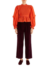 Blouse à manches longues en coton - Orange