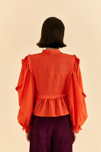 Blouse à manches longues en coton - Orange