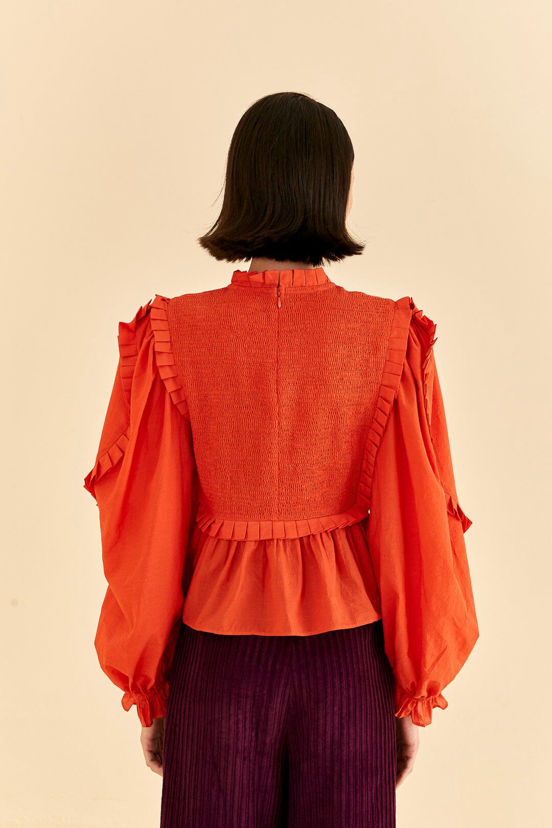 Blouse à manches longues en coton - Orange