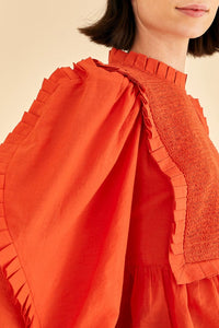 Blouse à manches longues en coton - Orange