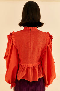 Blouse à manches longues en coton - Orange