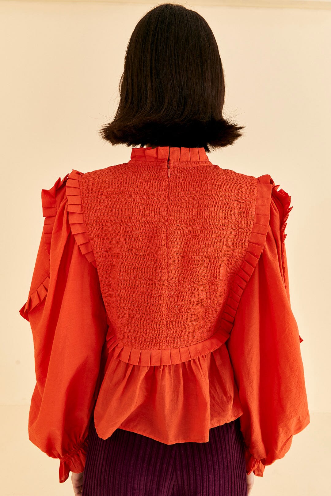 Blouse à manches longues en coton - Orange