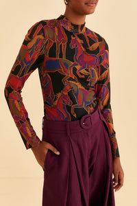 Blouse Wild Horses en tulle - Noir