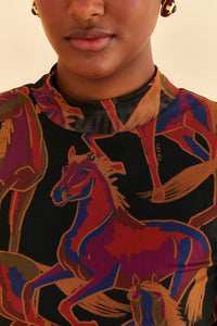 Blouse Wild Horses en tulle - Noir