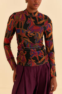 Blouse Wild Horses en tulle - Noir