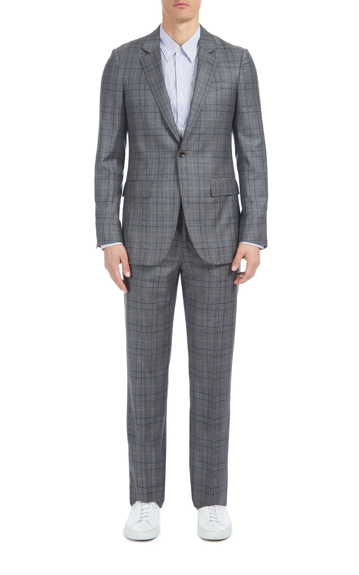 Blue & Grey Check / Veste Damien en laine - Blue & Grey Check