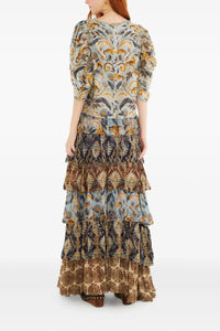 Long ruffled skirt - Blue