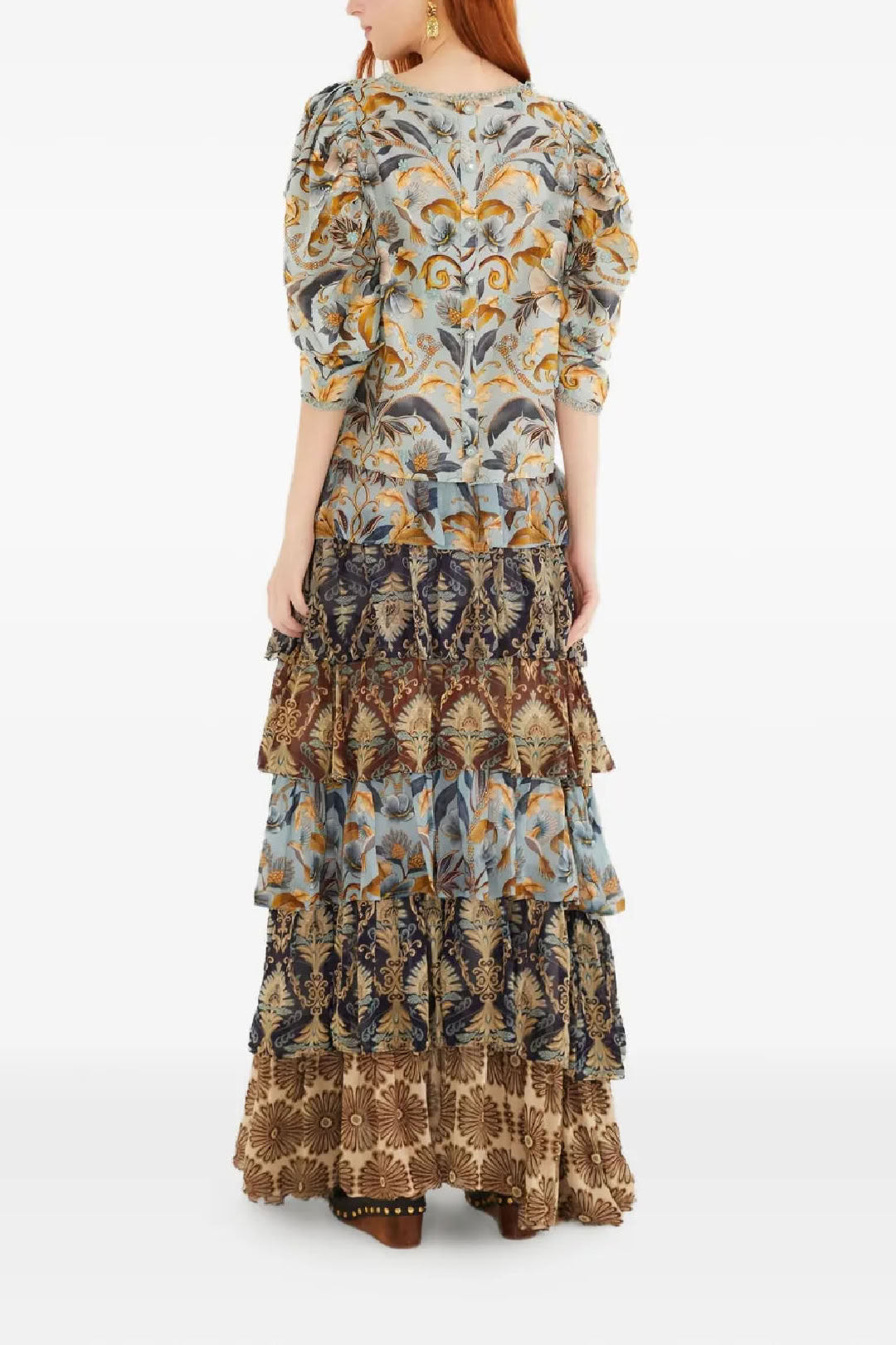 Long ruffled skirt - Blue