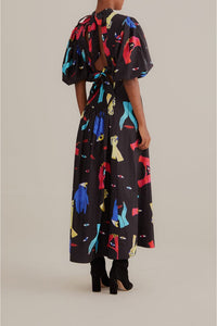 Robe longue à manches courtes - Noir