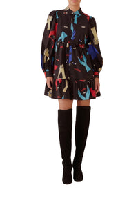 Robe courte à manches longuess - Noir