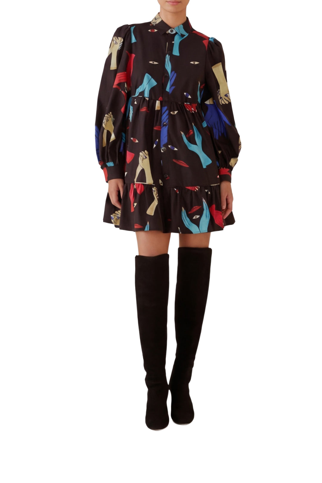 Robe courte à manches longuess - Noir