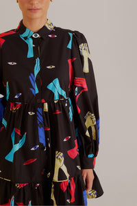Robe courte à manches longuess - Noir