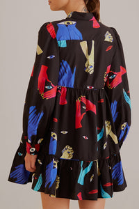 Robe courte à manches longuess - Noir