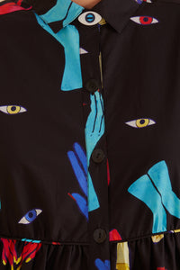 Robe courte à manches longuess - Noir