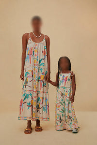 Combinaison Stitched Birds en lin - Blanc