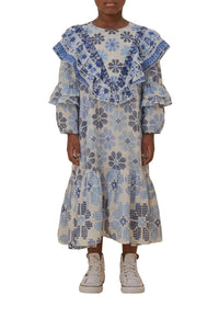 Robe Stitched Flowers - Blanc