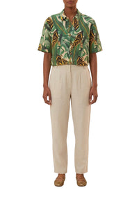 Chemise Tropical Leaves en lin - Vert