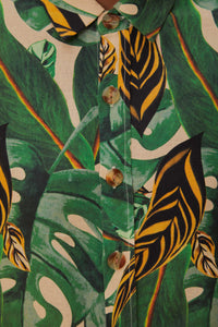 Chemise Tropical Leaves en lin - Vert