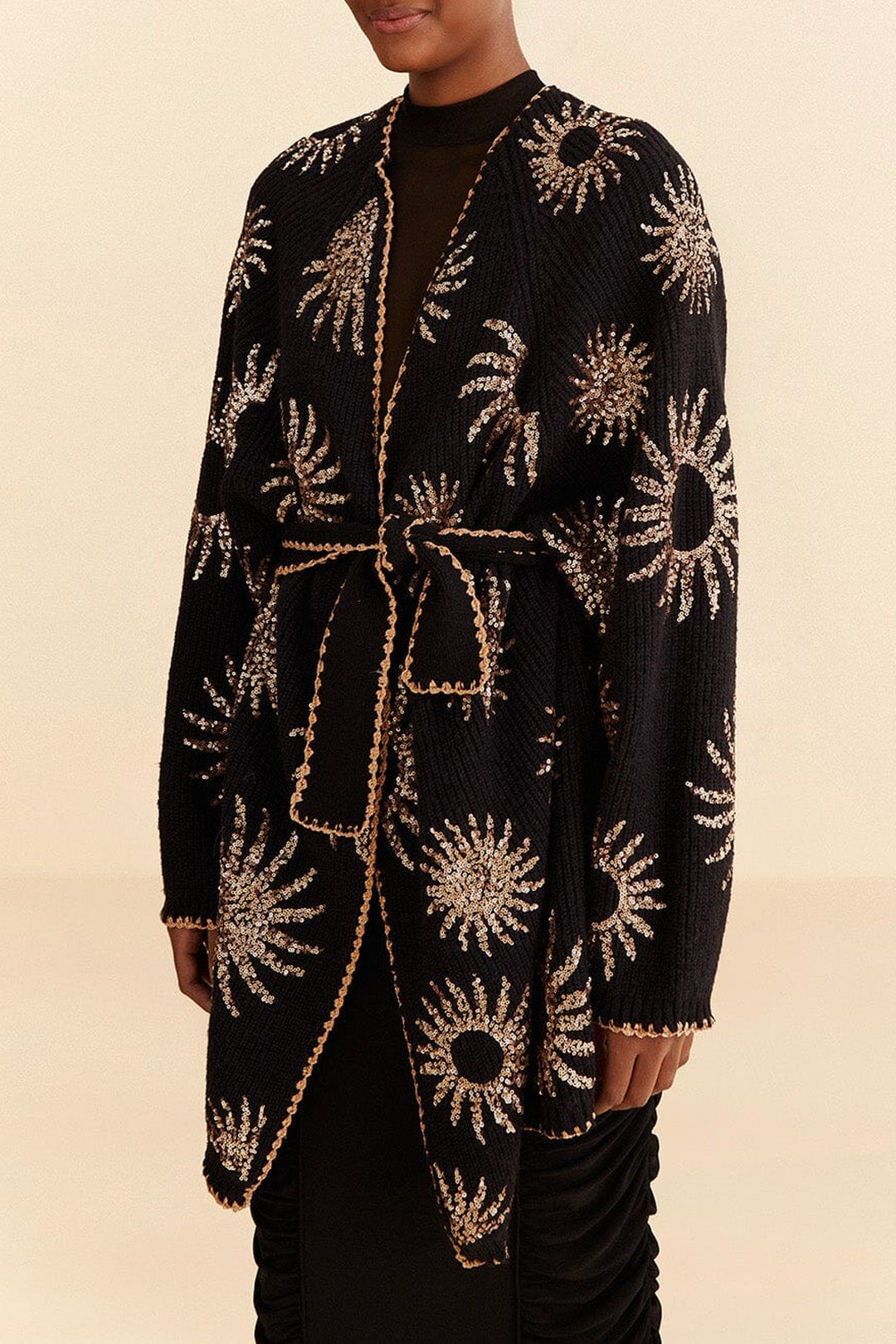 Cardigan brodé de paillettes - Noir