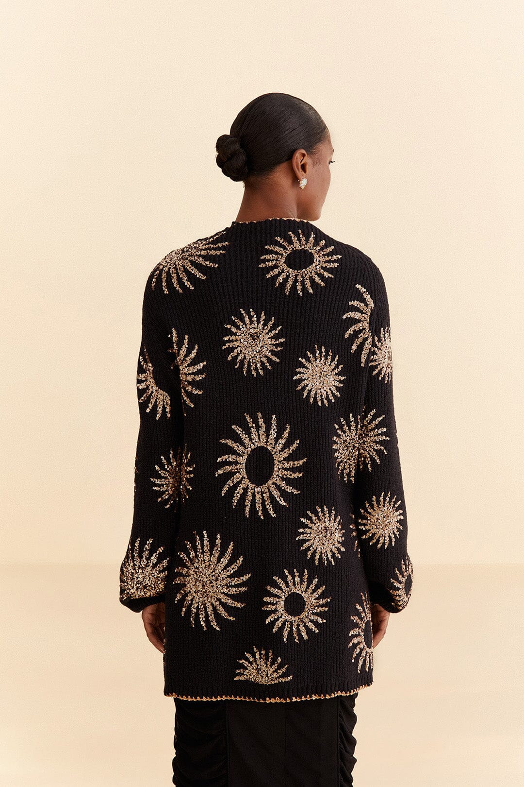 Cardigan brodé de paillettes - Noir