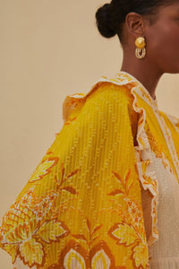 Robe longue Aura Floral Cream - Jaune