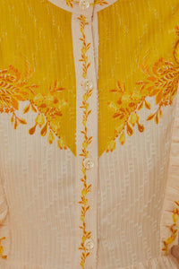 Robe longue Aura Floral Cream - Jaune