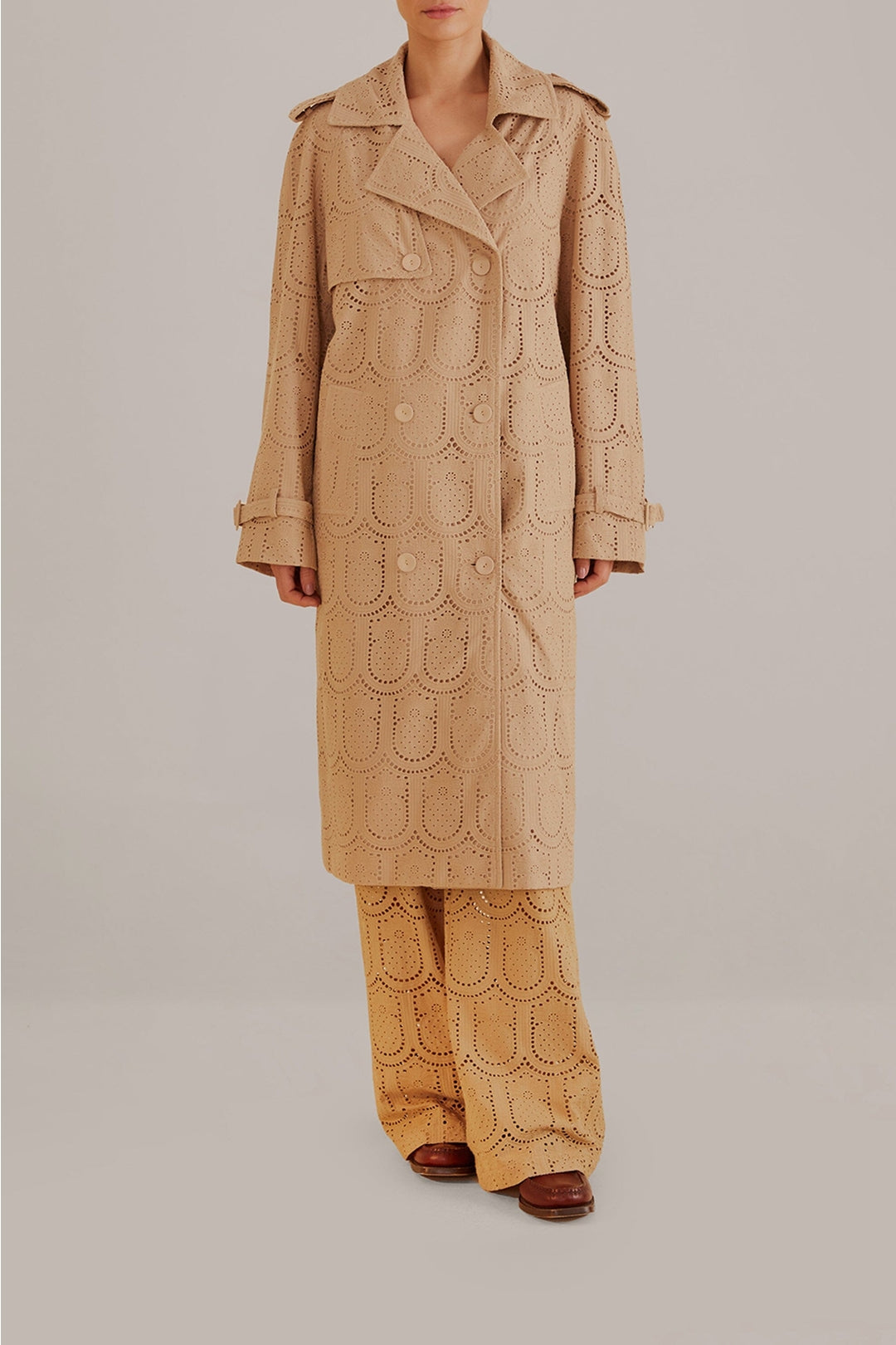 Trench-coat Pineapple à œillets en coton - Beige