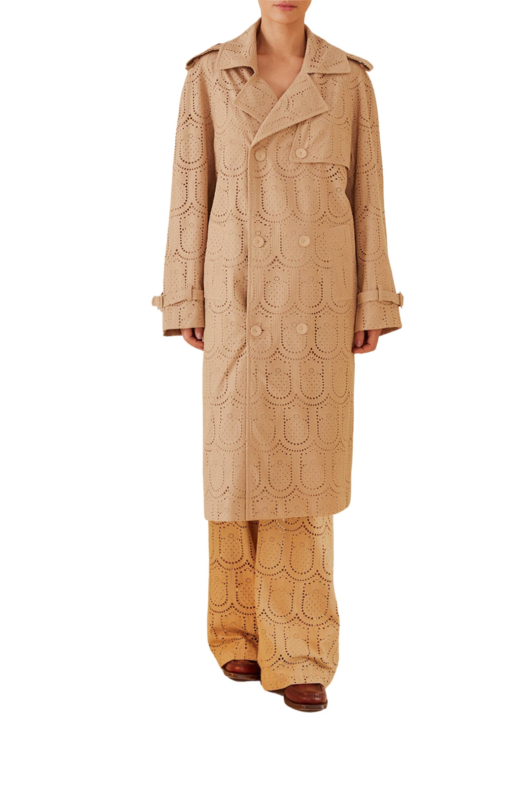 Trench-coat Pineapple à œillets en coton - Beige