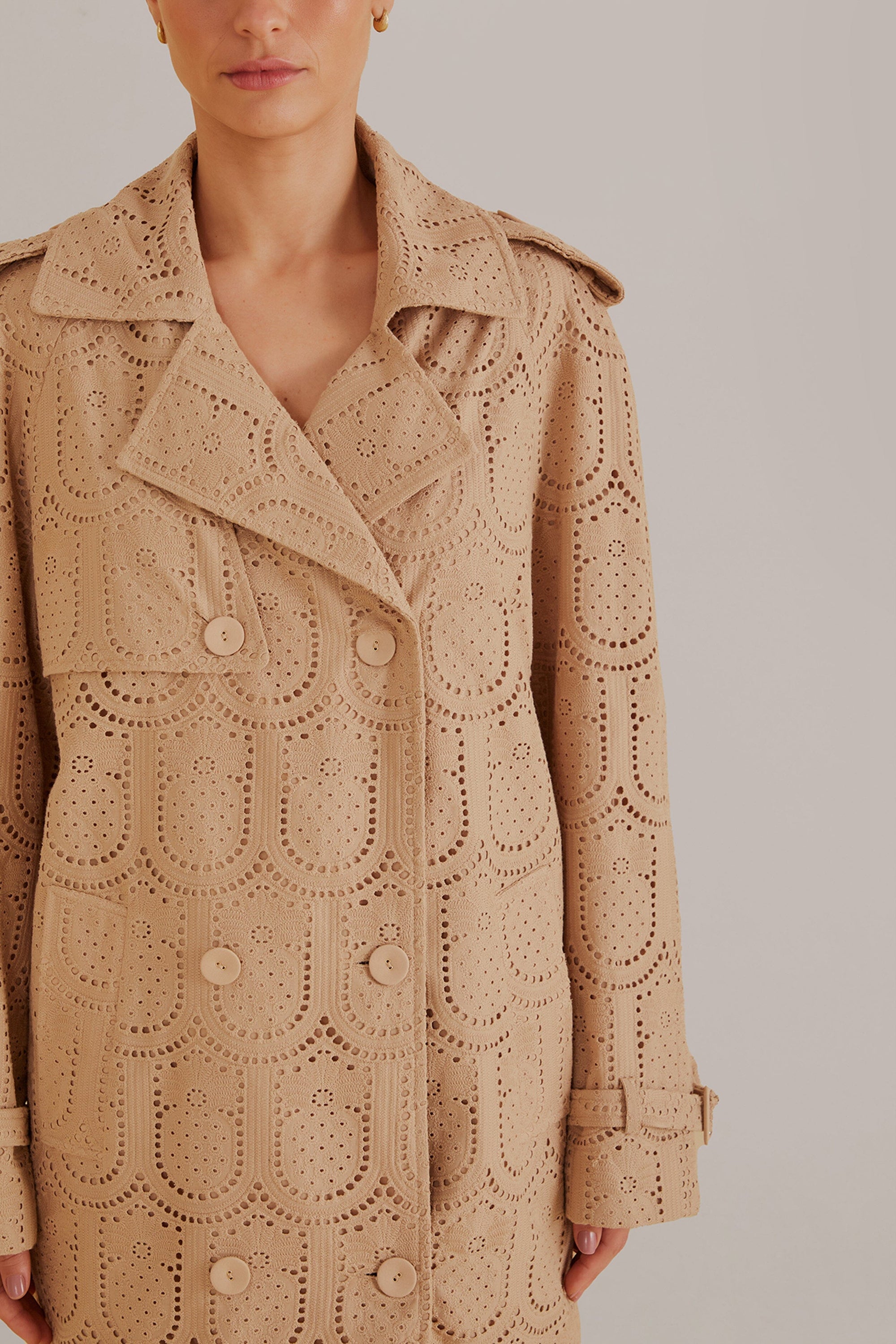 Trench-coat Pineapple à œillets en coton - Beige