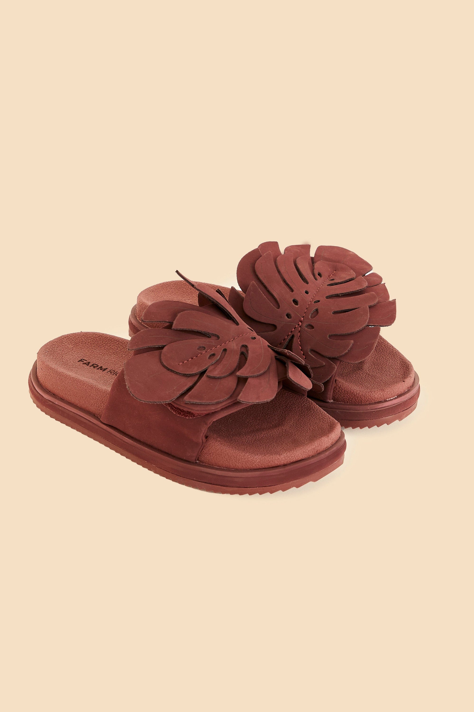 Monstera mules with leather inset - Brown