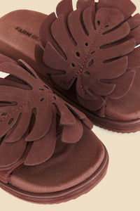 Monstera mules with leather inset - Brown
