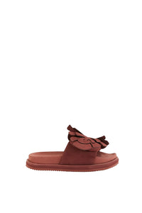 Monstera mules with leather inset - Brown